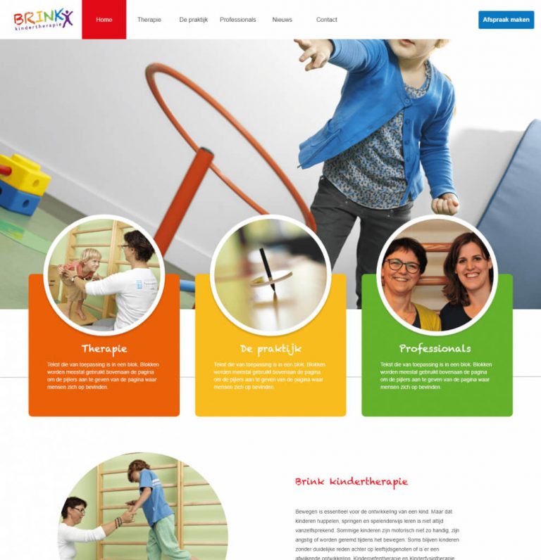 Vernieuwde speelse website met WordPress en Elementor voor Brink kindertherapie